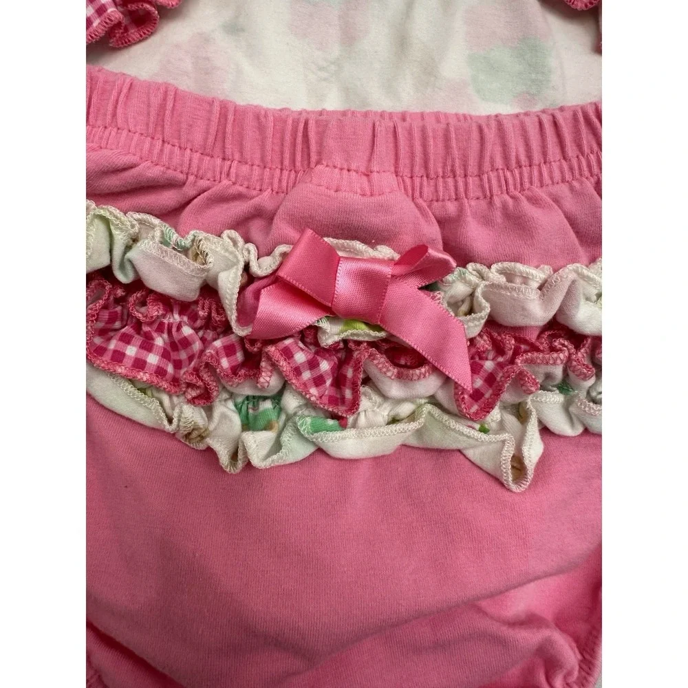18 Months Baby Set Ice cream Cones Outfit With Cherry's. Ruffle Bottoms To Match